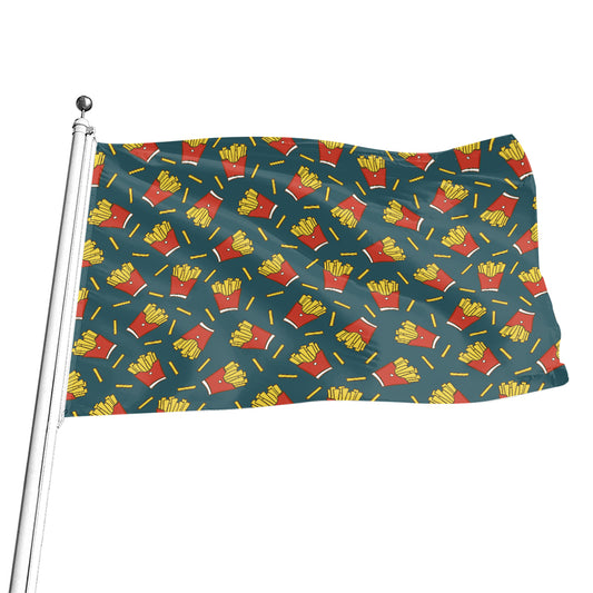Doodle French Fries Pattern Print Flag