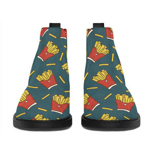 Doodle French Fries Pattern Print Flat Ankle Boots