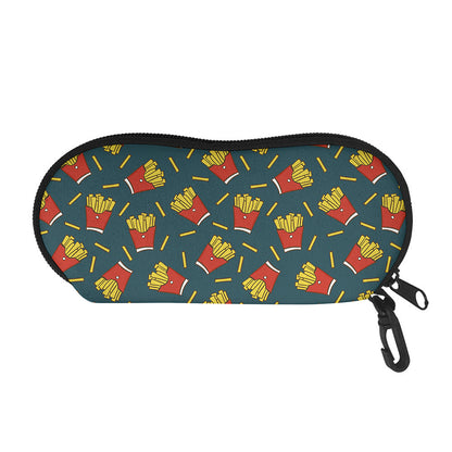 Doodle French Fries Pattern Print Glasses Case