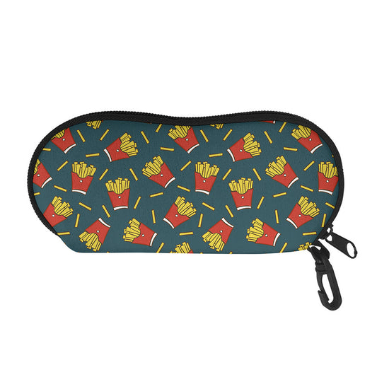 Doodle French Fries Pattern Print Glasses Case