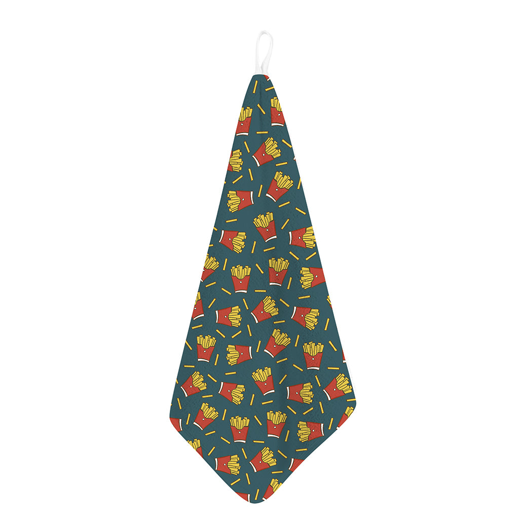 Doodle French Fries Pattern Print Hand Towel