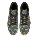 Doodle French Fries Pattern Print High Top Leather Sneakers