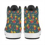 Doodle French Fries Pattern Print High Top Leather Sneakers