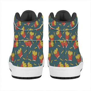 Doodle French Fries Pattern Print High Top Leather Sneakers