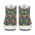 Doodle French Fries Pattern Print High Top Leather Sneakers