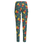 Doodle French Fries Pattern Print High-Waisted Pocket Leggings