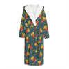 Doodle French Fries Pattern Print Hooded Bathrobe