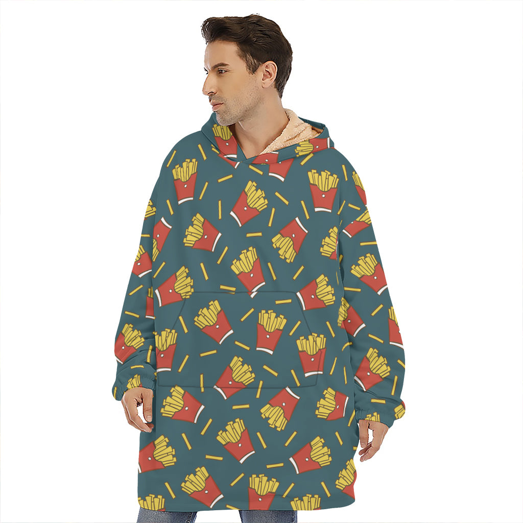 Doodle French Fries Pattern Print Hoodie Blanket