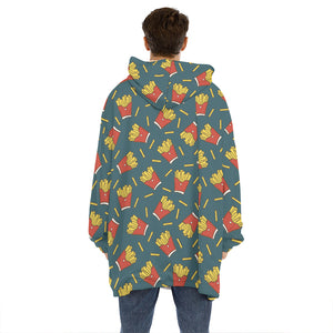 Doodle French Fries Pattern Print Hoodie Blanket