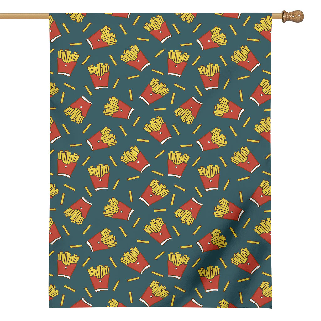 Doodle French Fries Pattern Print House Flag