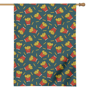 Doodle French Fries Pattern Print House Flag