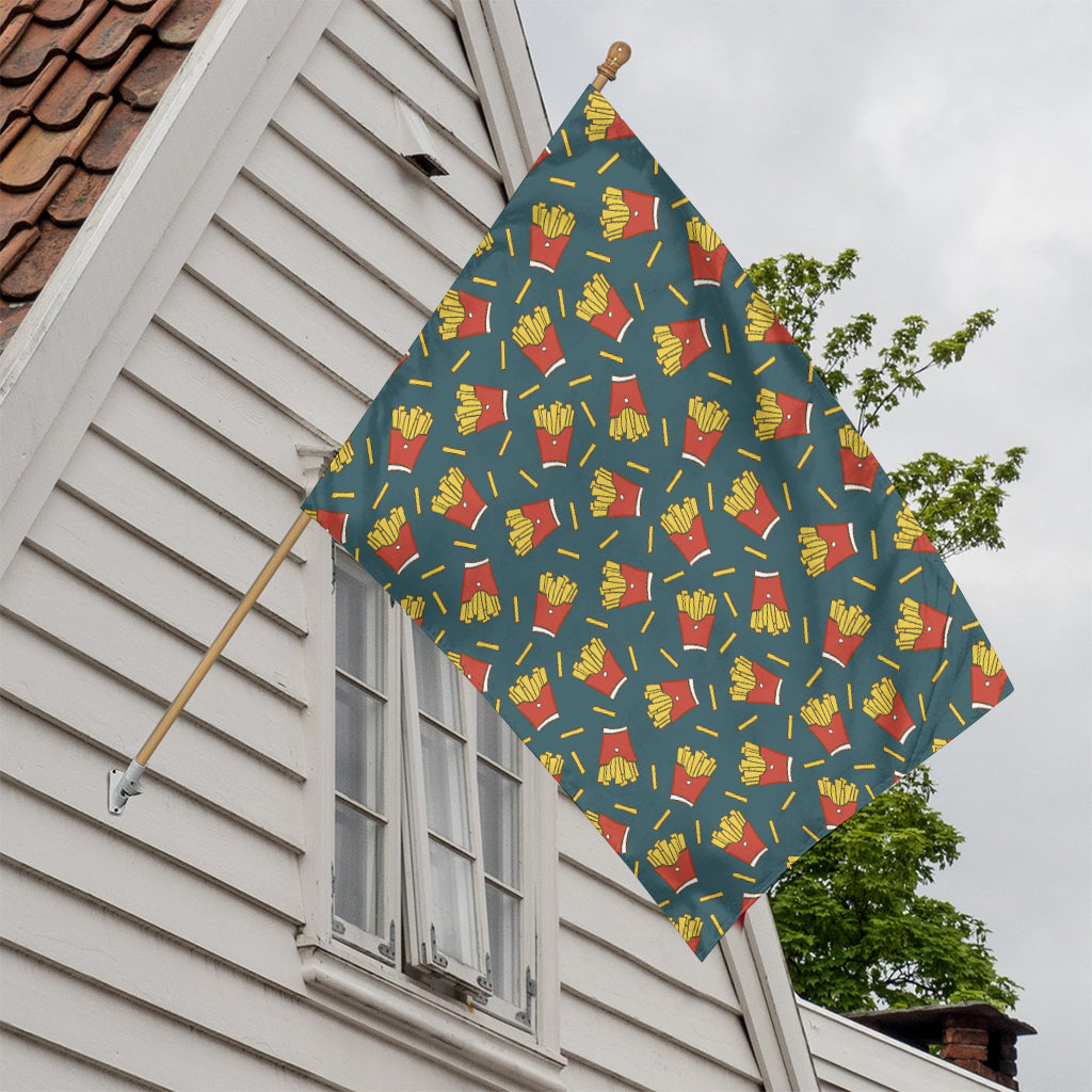 Doodle French Fries Pattern Print House Flag