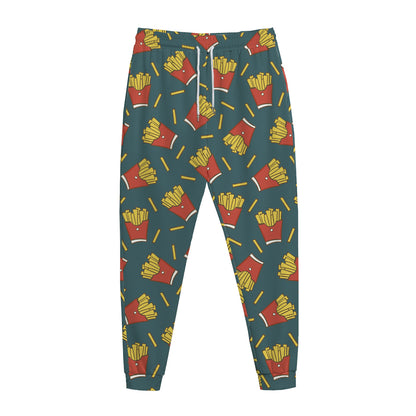 Doodle French Fries Pattern Print Jogger Pants