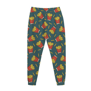 Doodle French Fries Pattern Print Jogger Pants