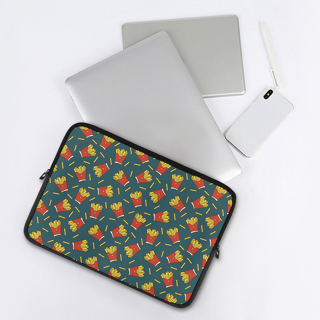 Doodle French Fries Pattern Print Laptop Sleeve