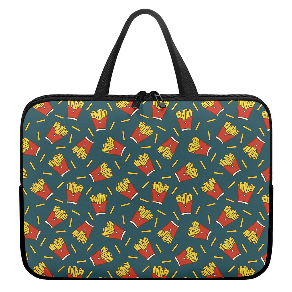 Doodle French Fries Pattern Print Laptop Sleeve With Handle