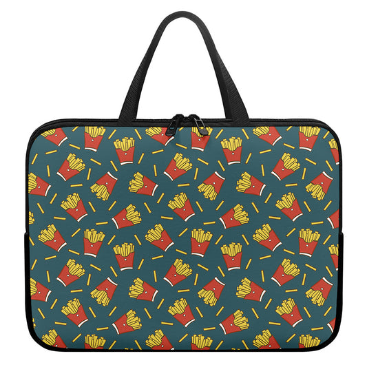 Doodle French Fries Pattern Print Laptop Sleeve With Handle