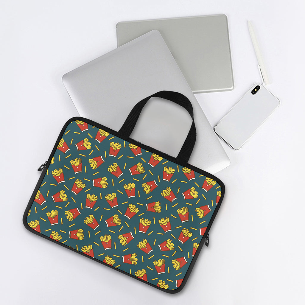 Doodle French Fries Pattern Print Laptop Sleeve With Handle