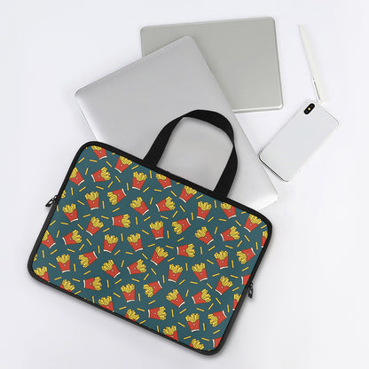 Doodle French Fries Pattern Print Laptop Sleeve With Handle