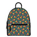 Doodle French Fries Pattern Print Leather Backpack