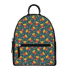 Doodle French Fries Pattern Print Leather Backpack