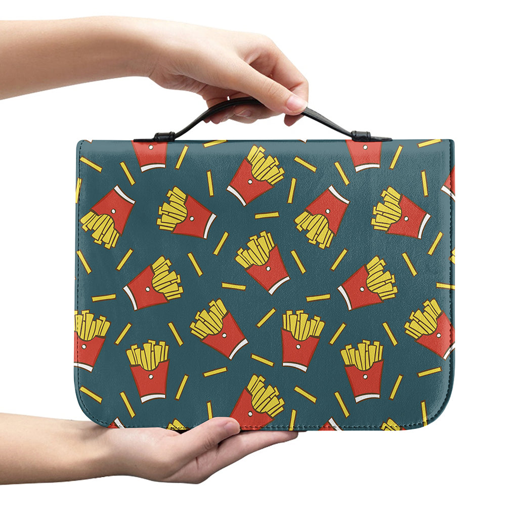 Doodle French Fries Pattern Print Leather Bible Cover