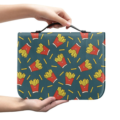 Doodle French Fries Pattern Print Leather Bible Cover