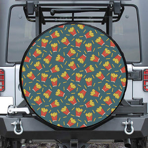 Doodle French Fries Pattern Print Leather Spare Tire Cover