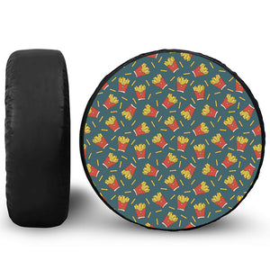 Doodle French Fries Pattern Print Leather Spare Tire Cover