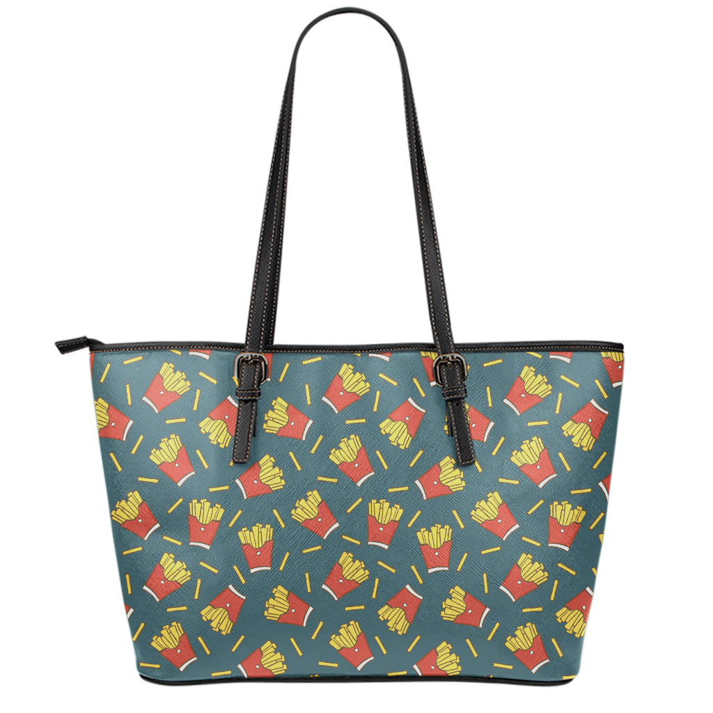 Doodle French Fries Pattern Print Leather Tote Bag