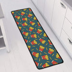 Doodle French Fries Pattern Print Long Kitchen Mat