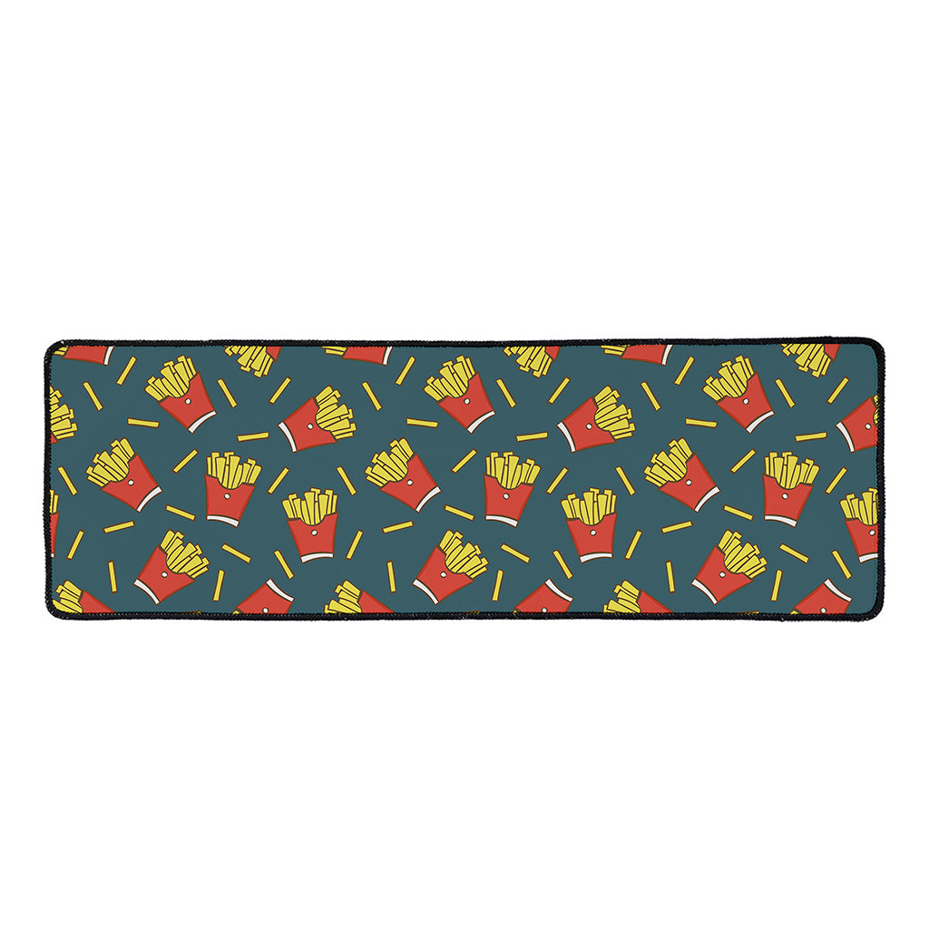 Doodle French Fries Pattern Print Long Kitchen Mat
