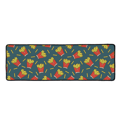 Doodle French Fries Pattern Print Long Kitchen Mat