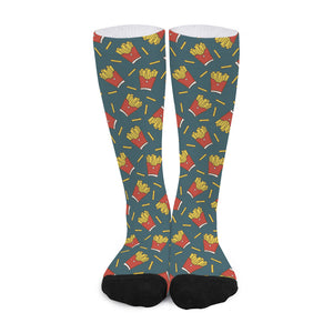 Doodle French Fries Pattern Print Long Socks