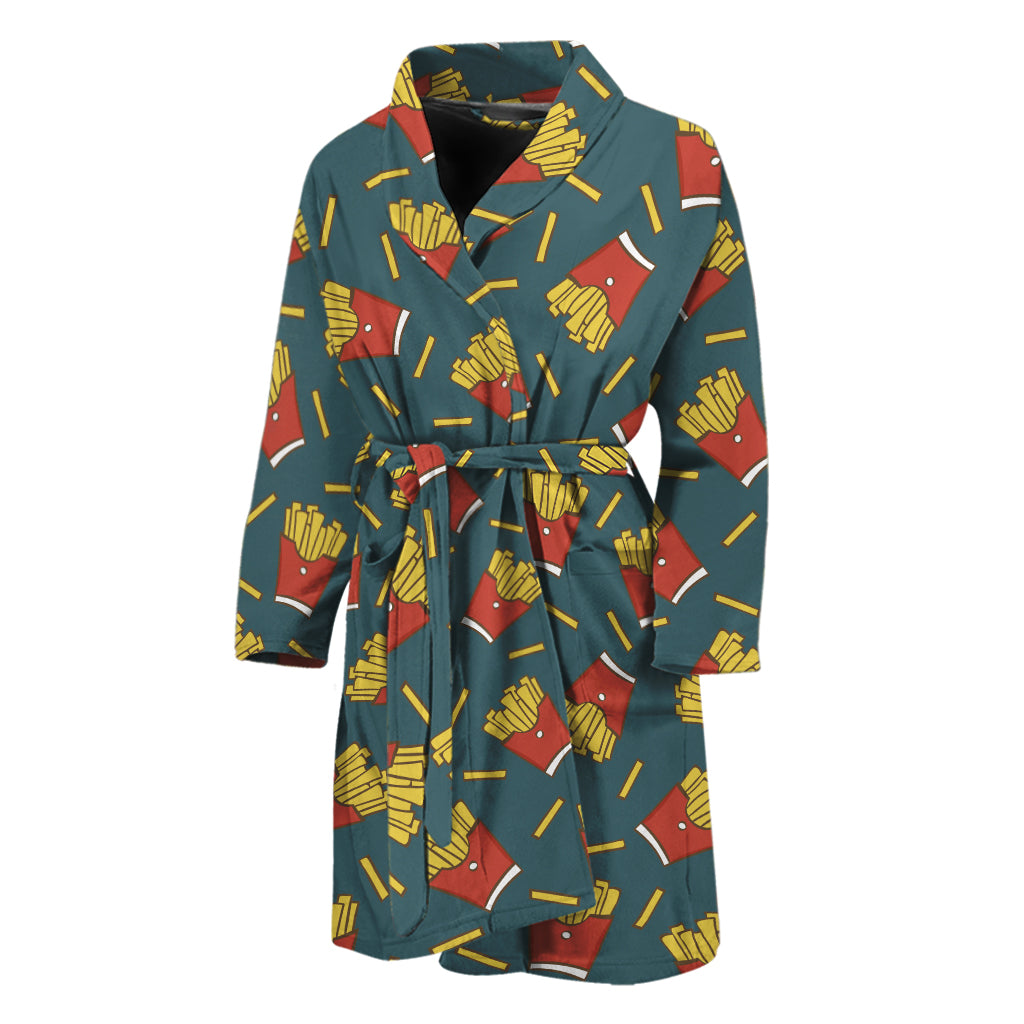 Doodle French Fries Pattern Print Men's Bathrobe