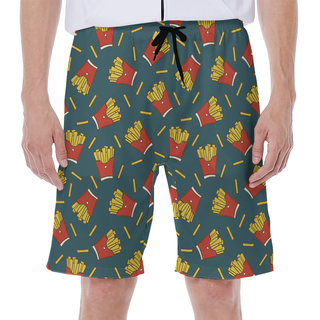 Doodle French Fries Pattern Print Men's Beach Shorts