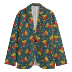 Doodle French Fries Pattern Print Men's Blazer