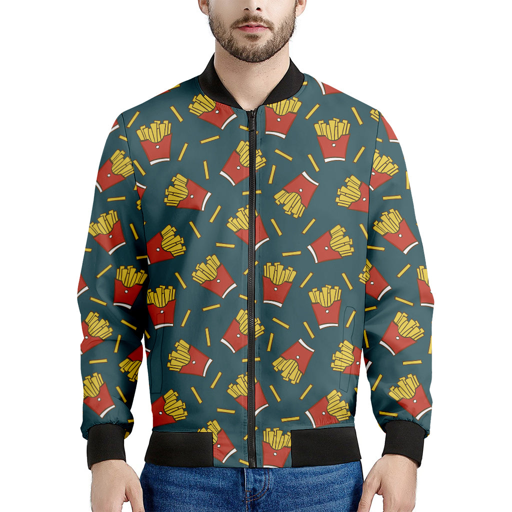 Doodle French Fries Pattern Print Men's Bomber Jacket