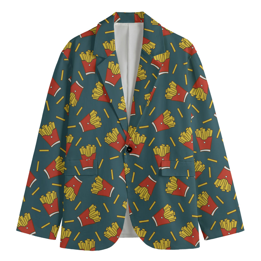 Doodle French Fries Pattern Print Men's Cotton Blazer