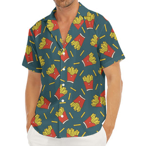 Doodle French Fries Pattern Print Men's Deep V-Neck Shirt