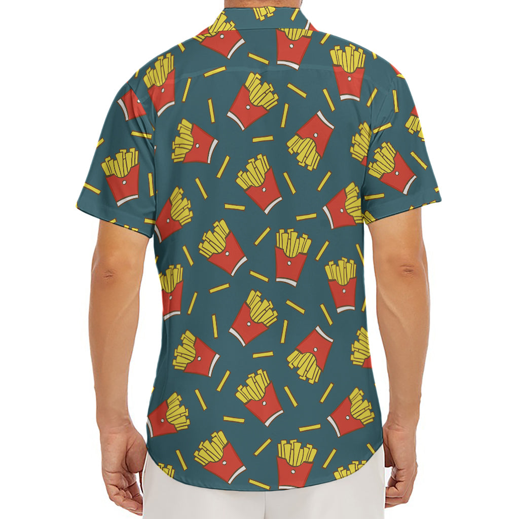 Doodle French Fries Pattern Print Men's Deep V-Neck Shirt