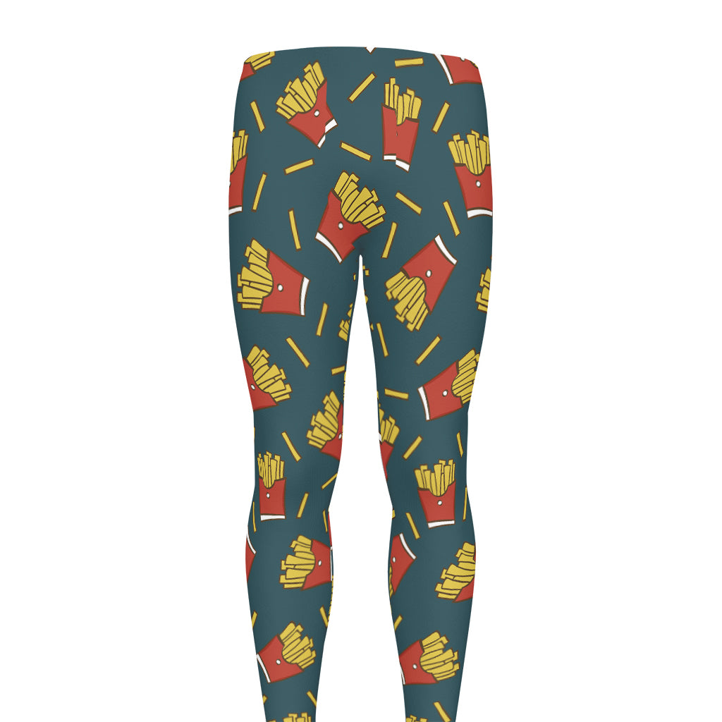 Doodle French Fries Pattern Print Men's leggings