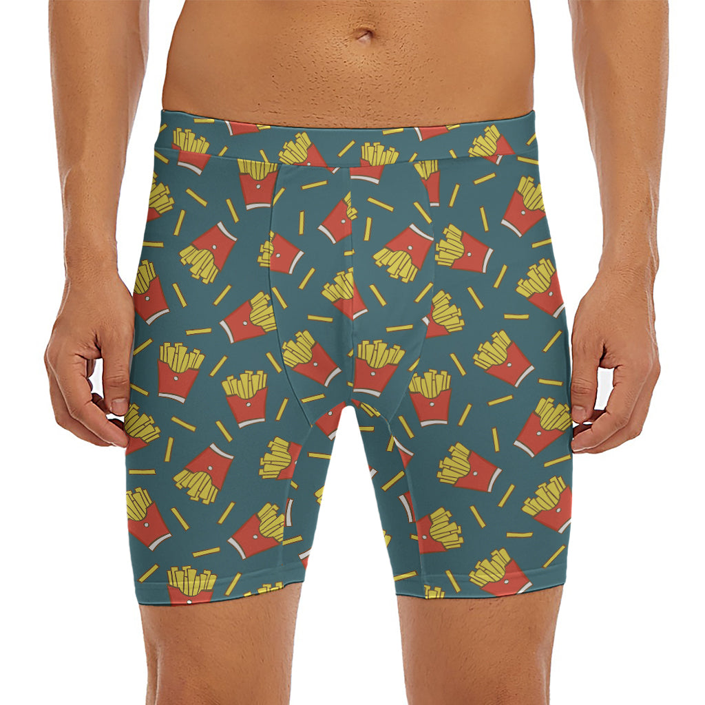 Doodle French Fries Pattern Print Men's Long Boxer Briefs