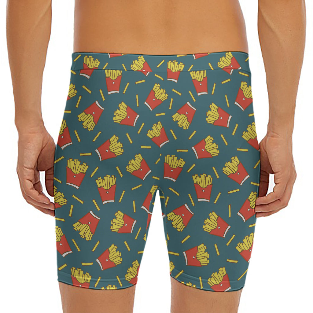 Doodle French Fries Pattern Print Men's Long Boxer Briefs