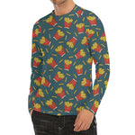 Doodle French Fries Pattern Print Men's Long Sleeve Rash Guard