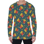 Doodle French Fries Pattern Print Men's Long Sleeve T-Shirt