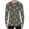 Doodle French Fries Pattern Print Men's Long Sleeve T-Shirt