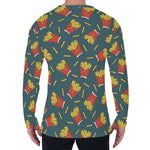 Doodle French Fries Pattern Print Men's Long Sleeve T-Shirt