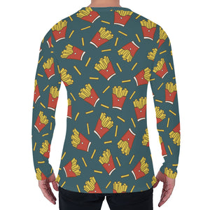 Doodle French Fries Pattern Print Men's Long Sleeve T-Shirt