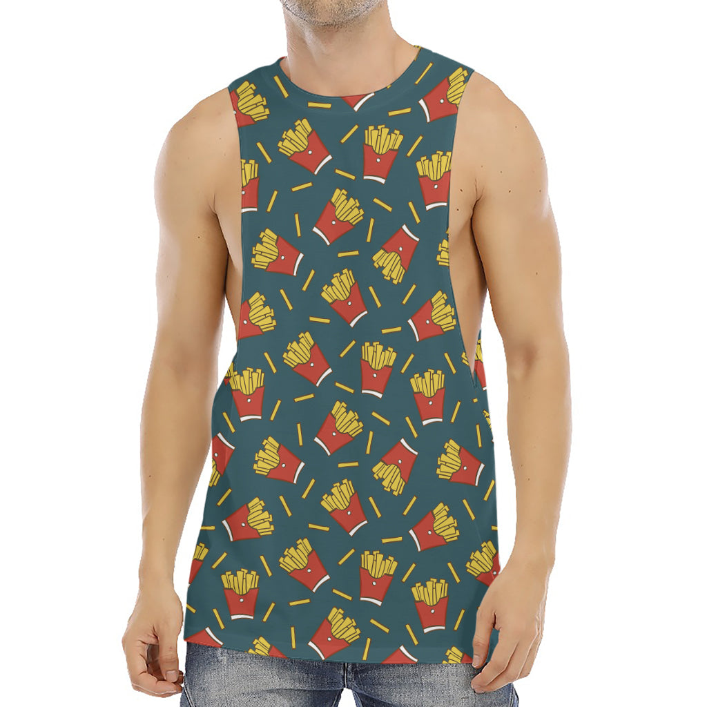 Doodle French Fries Pattern Print Men's Muscle Tank Top